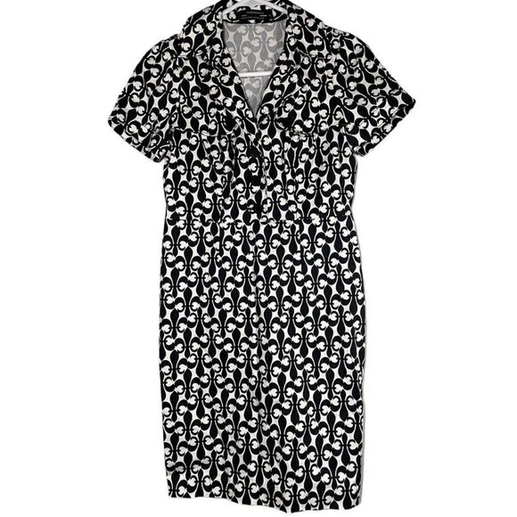 CLUB MONACO fleur de lis abstract printed collared dress size 0 - Picture 2 of 8